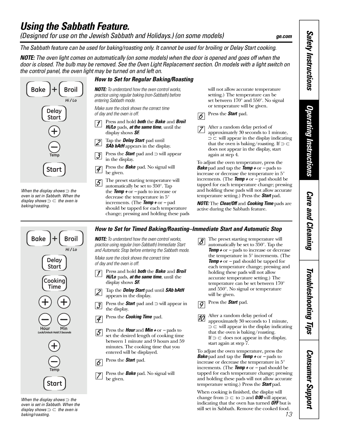 GE JKS1027 owner manual Using the Sabbath Feature, Cleaning Troubleshooting Tips Consumer Support 