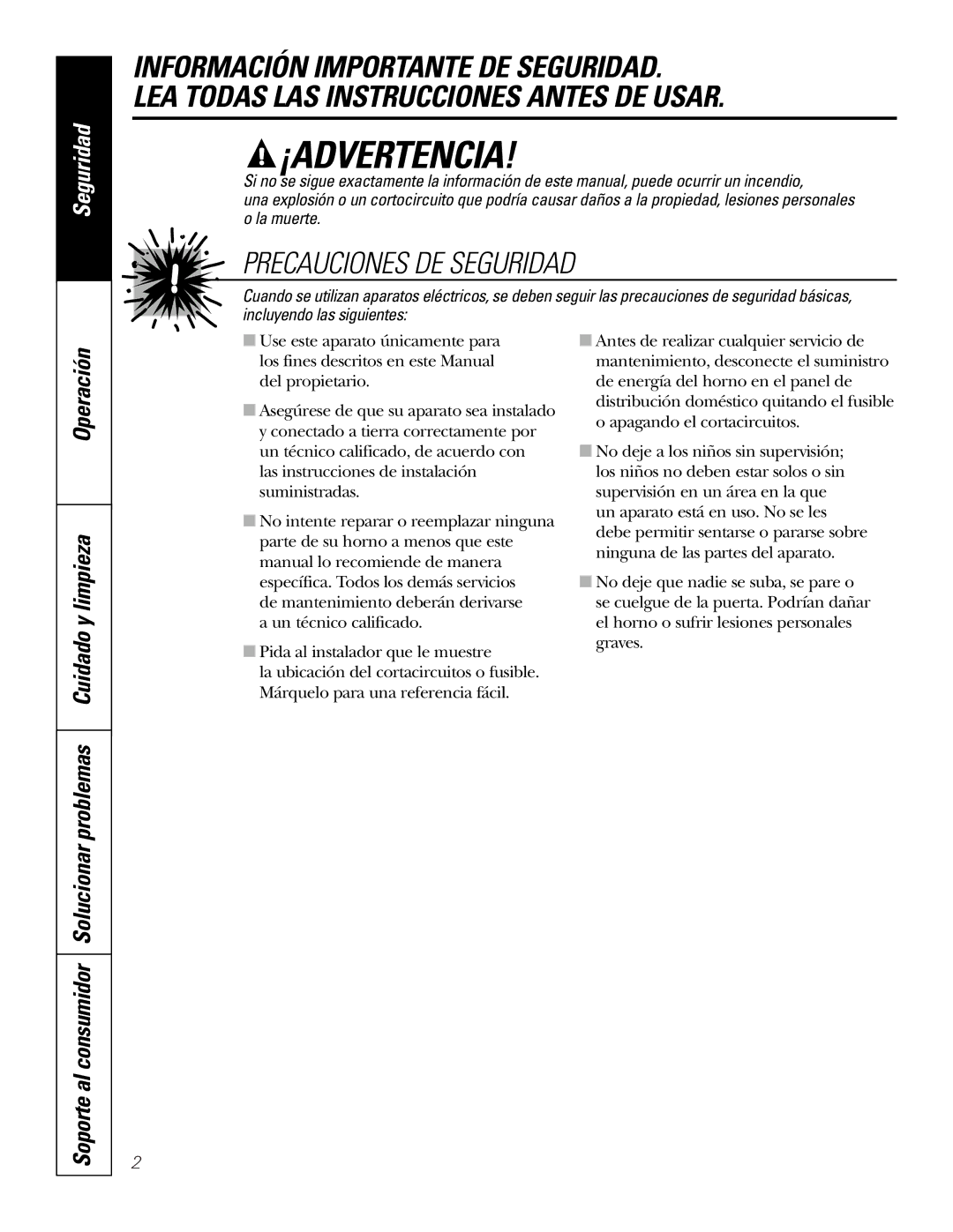 GE JKS1027 owner manual ¡Advertencia, Operación 