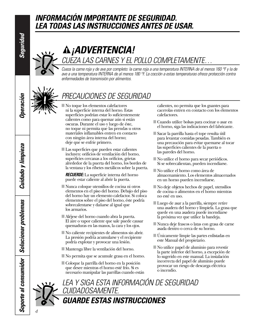 GE JKS1027 owner manual Consumidor Solucionar problemas Cuidado y limpieza, Soporte al 