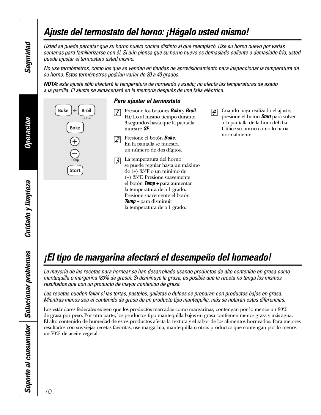 GE JKS1027 Ajuste del termostato del horno ¡Hágalo usted mismo, ¡El tipo de margarina afectará el desempeño del horneado 