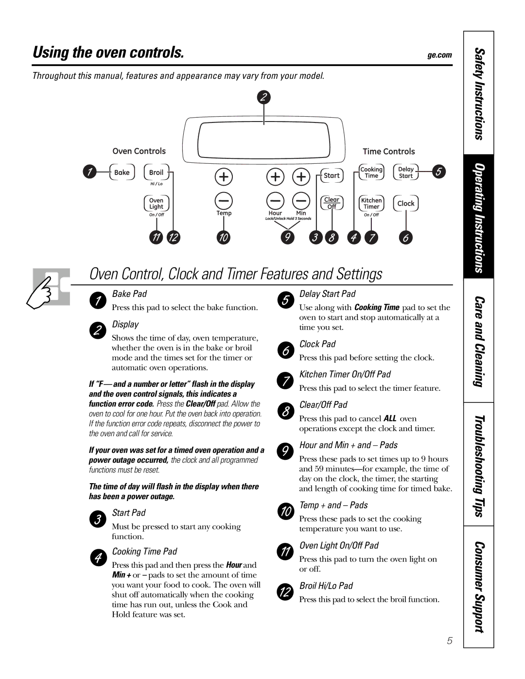 GE JKS1027 owner manual Using the oven controls, Care and Cleaning, Troubleshooting Tips Consumer Support 