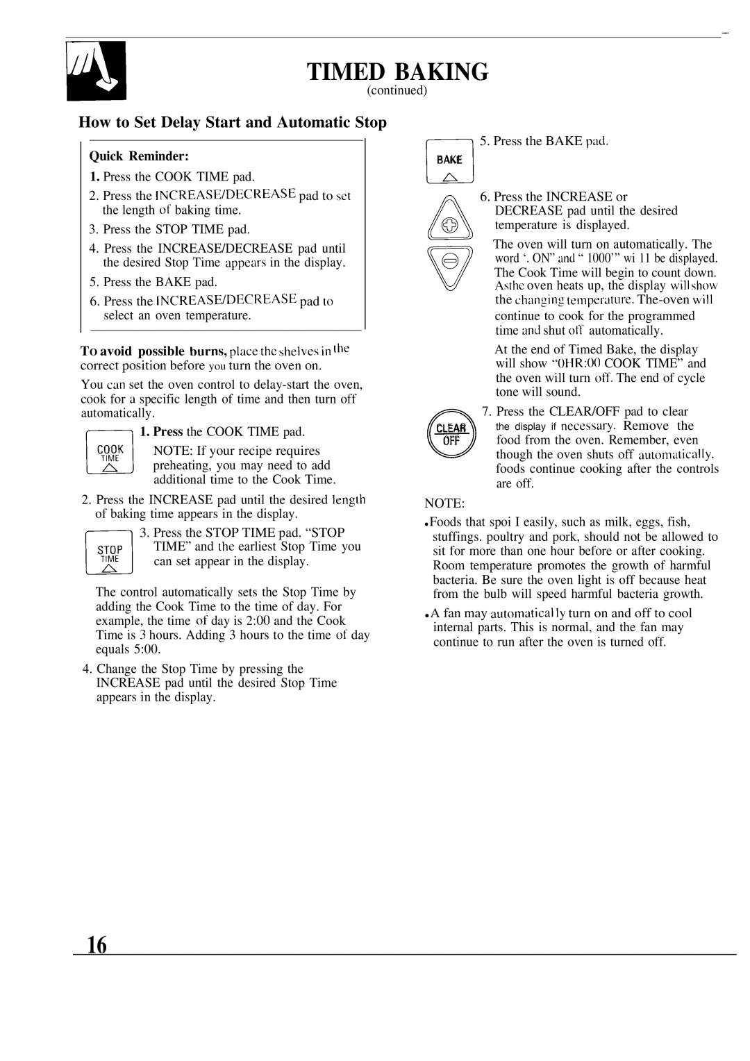 GE JMP29, JMP28, JMP31 warranty How to Set Delay Start and Automatic Stop, Quick Reminder, Food from the oven. Remember, even 