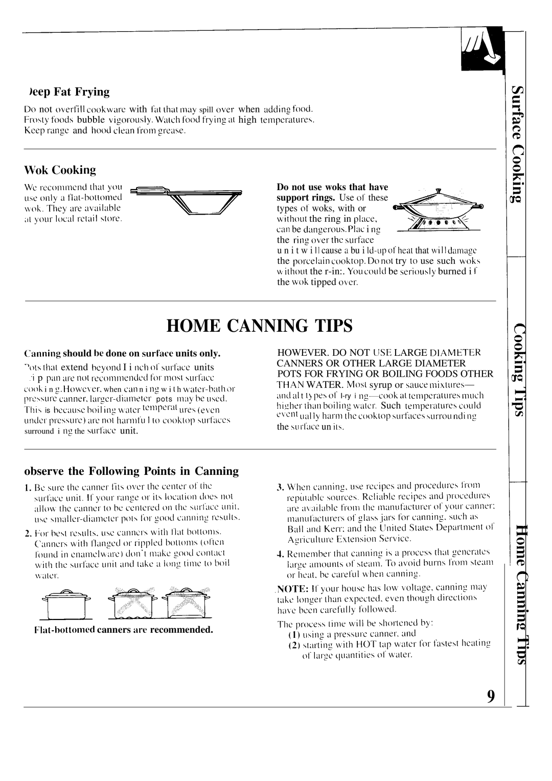 GE JMP28, JMP29, JMP31 warranty Home Canning Tips, Eep Fat Frying, Observe the Following Points in Canning 