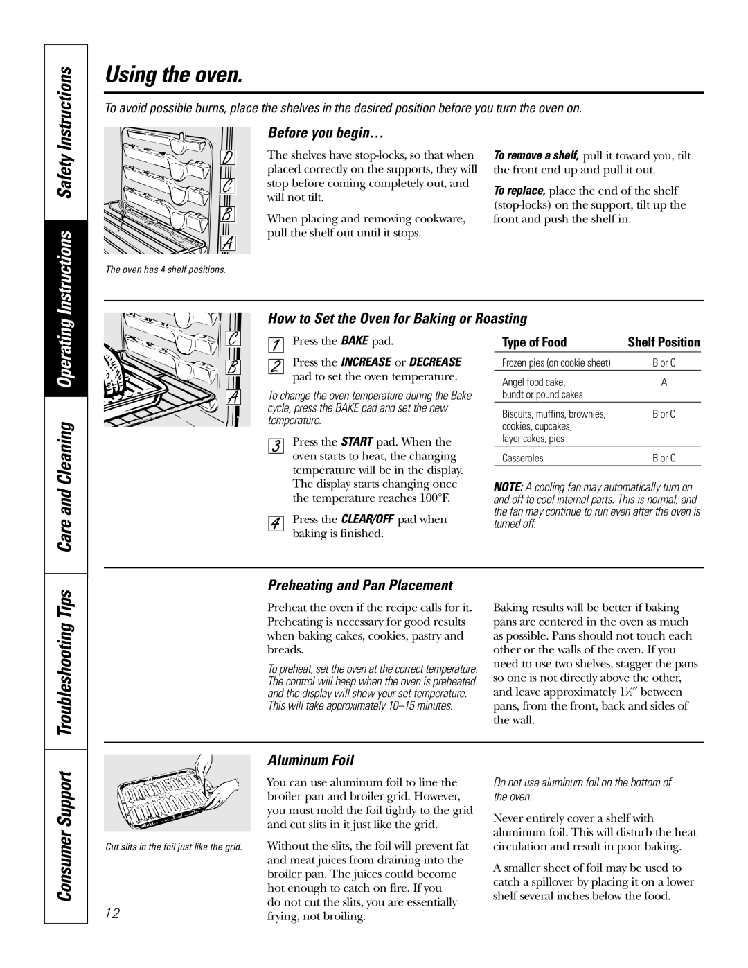 GE JMP28 owner manual Operating, Care and Cleaning, Troubleshooting Tips, Before you begin…, Aluminum Foil 