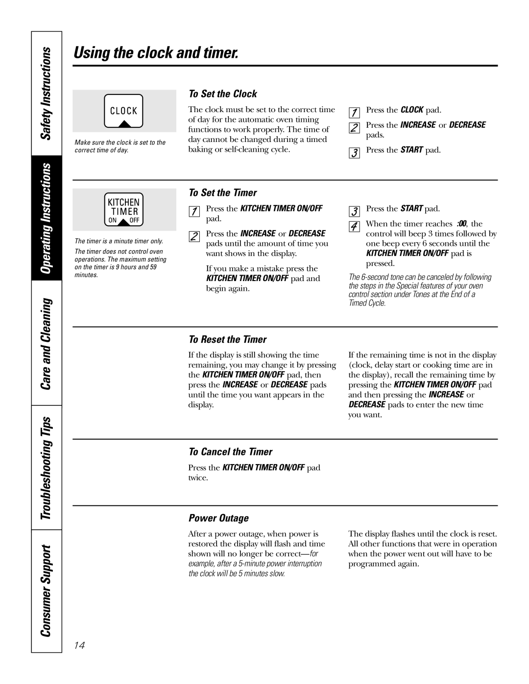 GE JMP28 owner manual Using the clock and timer, Tips Care 