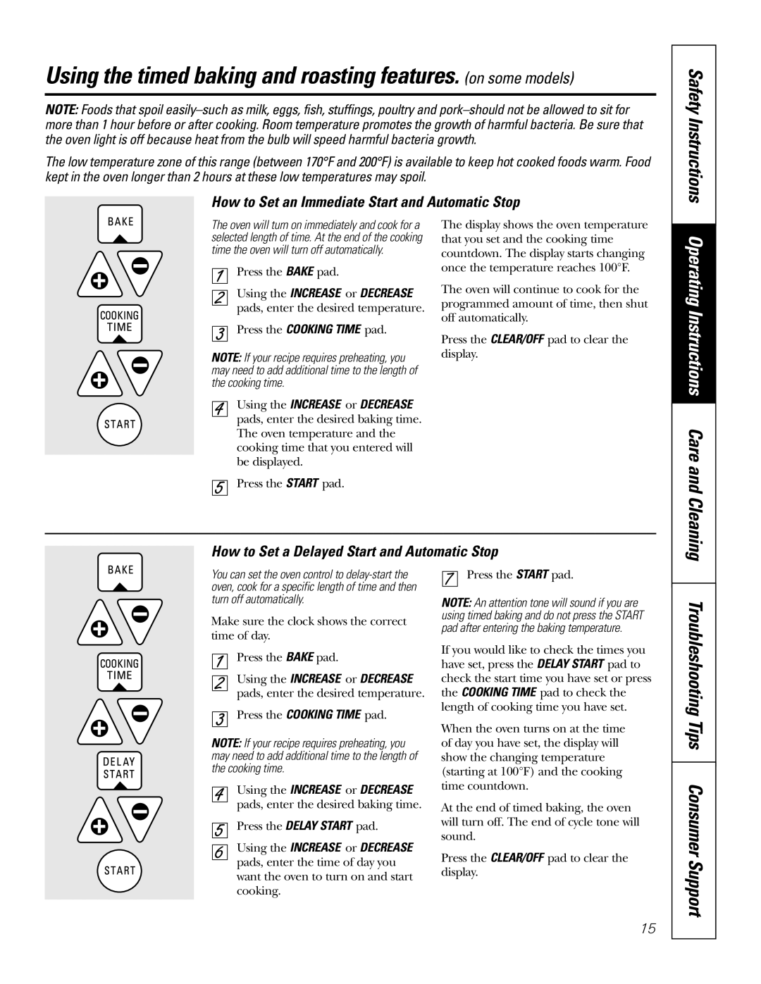 GE JMP28 owner manual How to Set an Immediate Start and Automatic Stop, How to Set a Delayed Start and Automatic Stop 