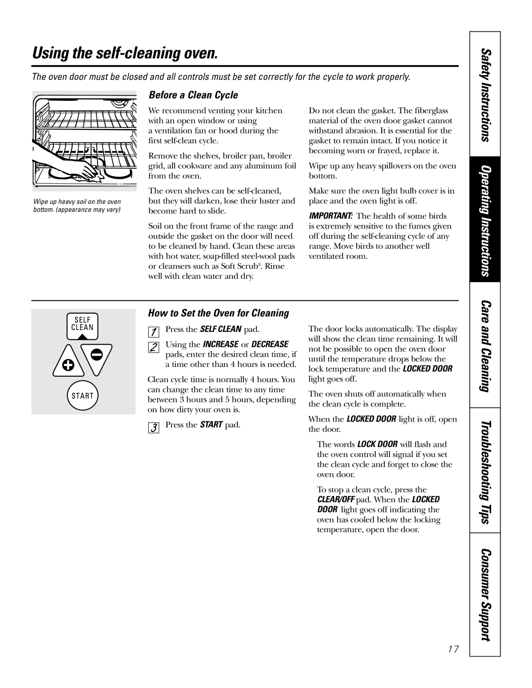 GE JMP28 owner manual Using the self-cleaning oven, Instructions Operating Instructions, Before a Clean Cycle 