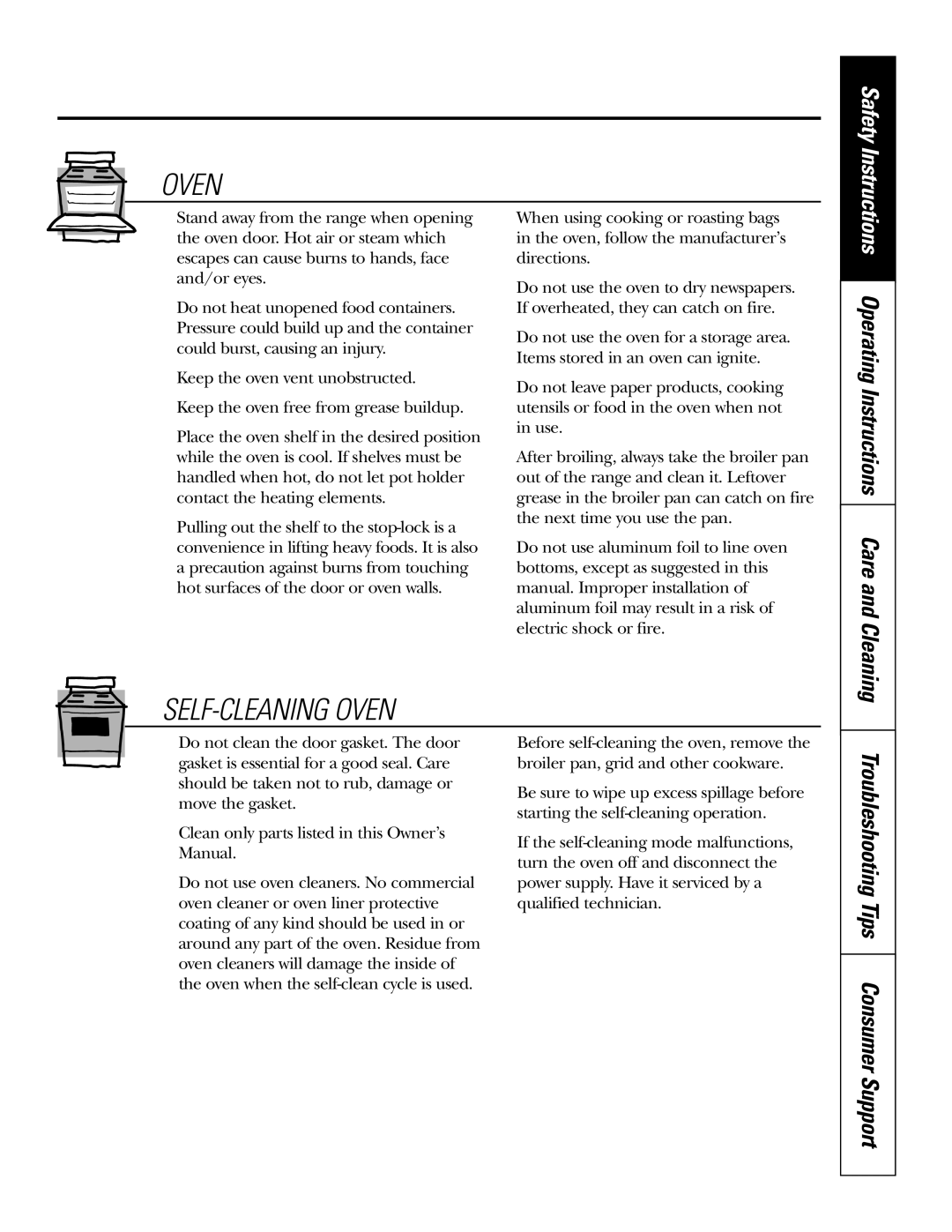 GE JMP28 owner manual Oven 