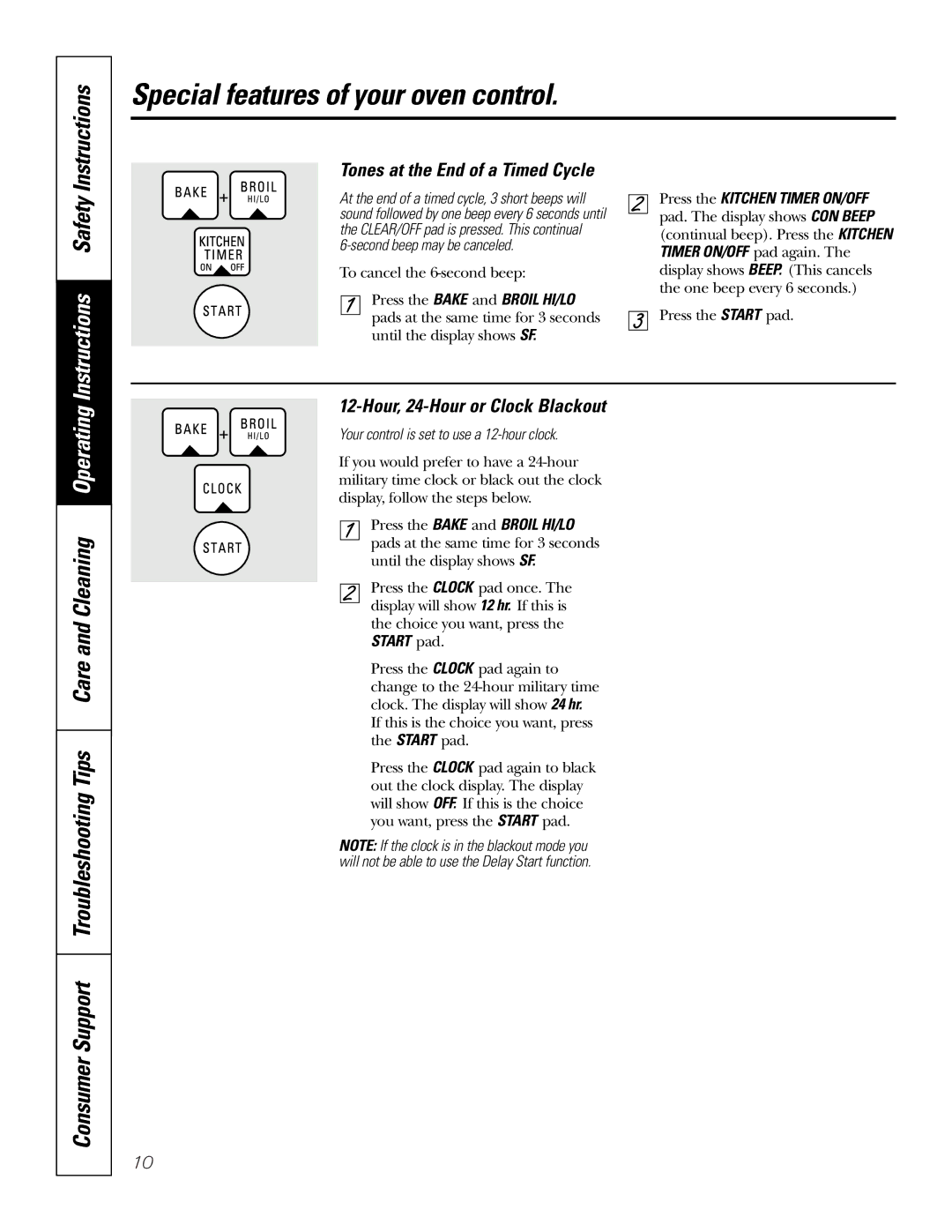 GE JMP31CLCC owner manual Instructions, Tones at the End of a Timed Cycle, Hour, 24-Hour or Clock Blackout 