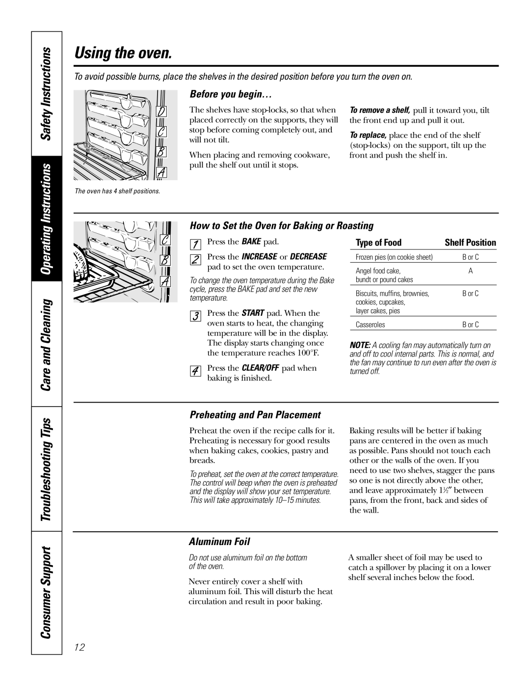 GE JMP31CLCC owner manual Troubleshooting Tips, Before you begin…, Preheating and Pan Placement, Aluminum Foil 