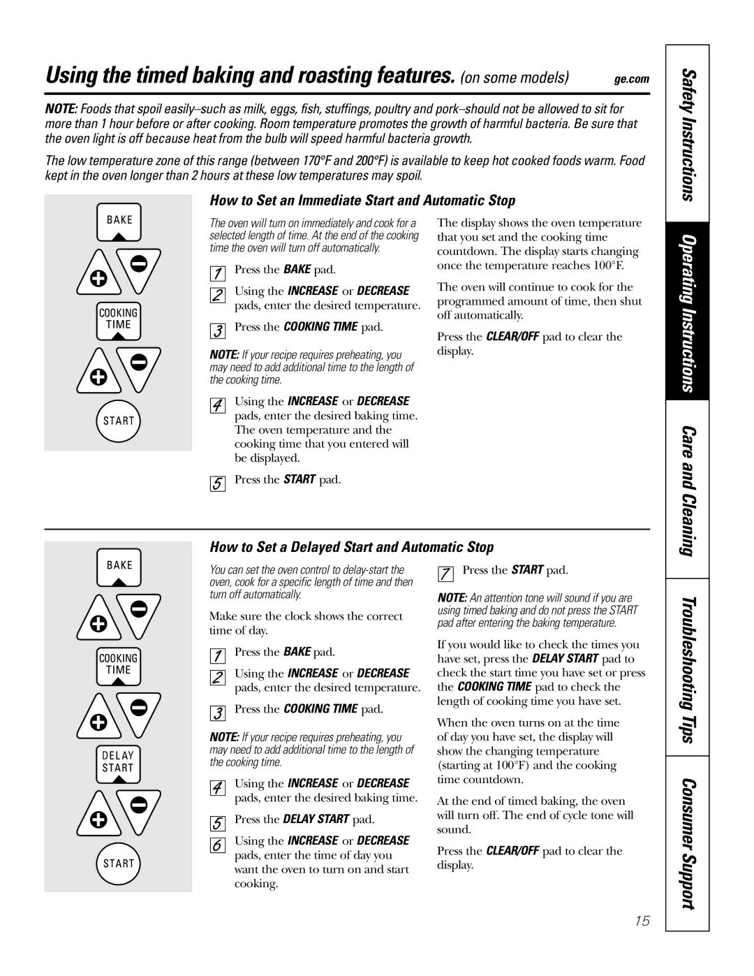 GE JMP31CLCC owner manual How to Set an Immediate Start and Automatic Stop, How to Set a Delayed Start and Automatic Stop 