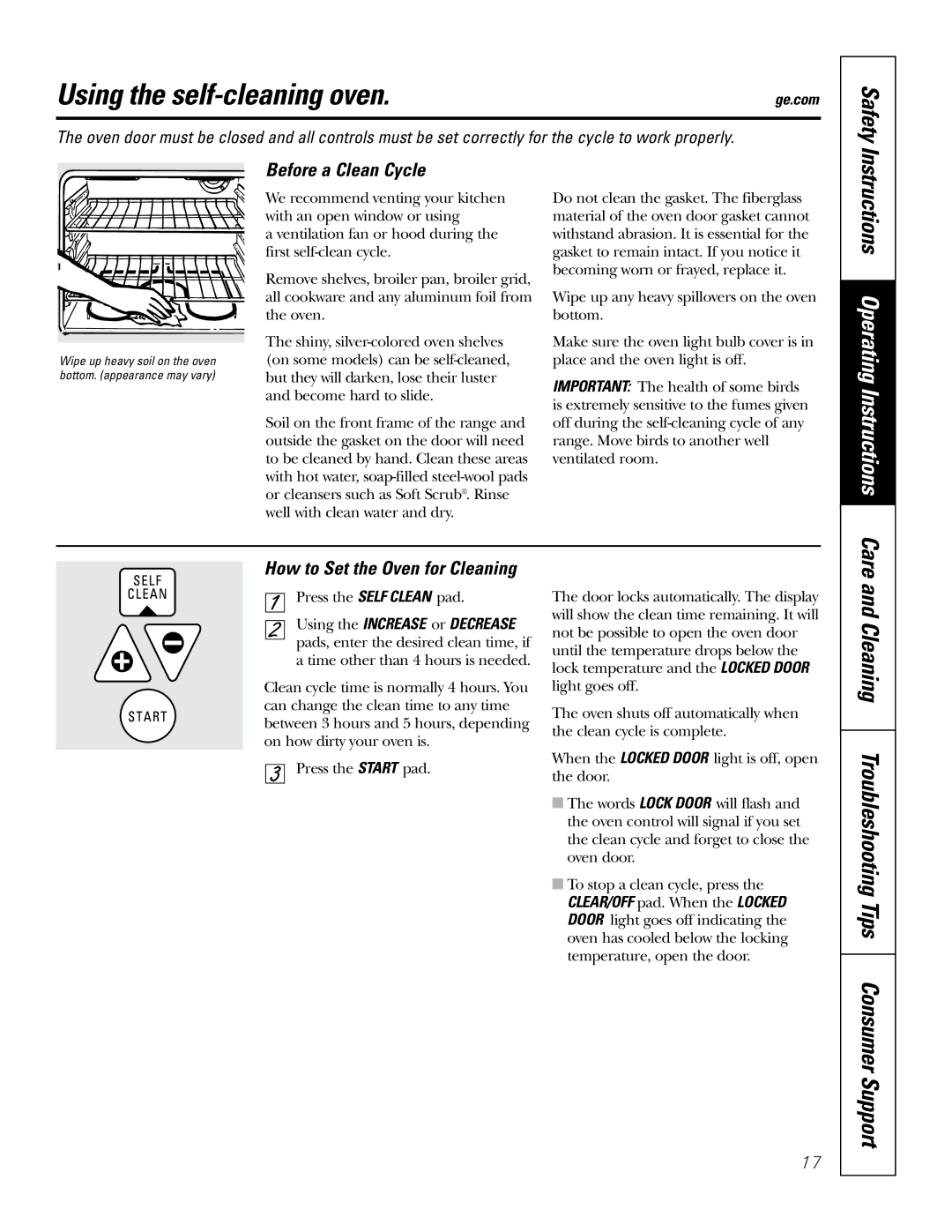 GE JMP31CLCC owner manual Using the self-cleaning oven, Before a Clean Cycle 