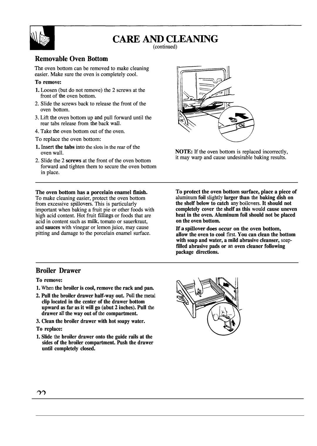 GE JGAS02EN, JMS02PN, JGAS02PN manual CAm ~ CLE-G, Removable Oven Botiom, Broiler Drawer 