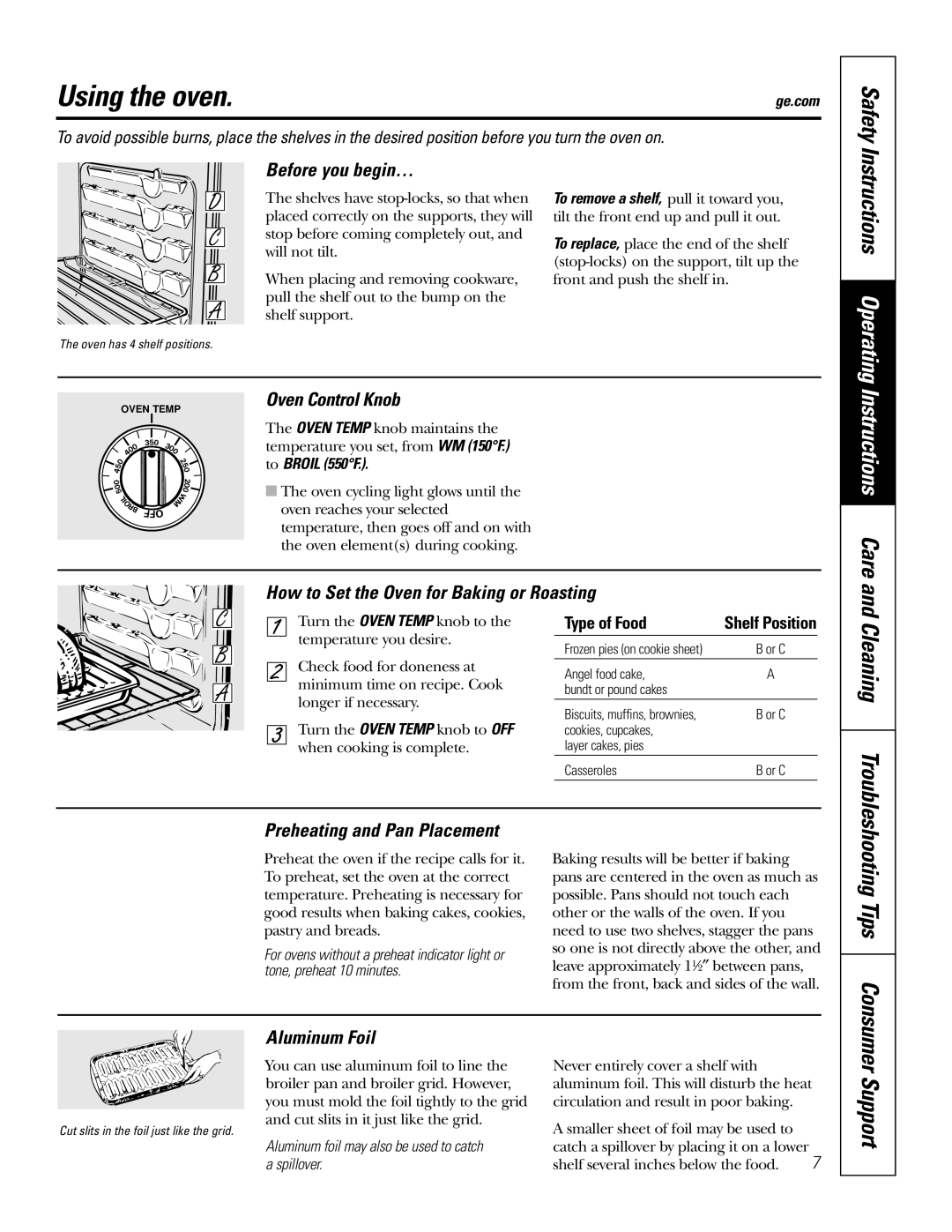 GE JMS08 owner manual Using the oven, Safety, Instructions Care, Instructions Operating 