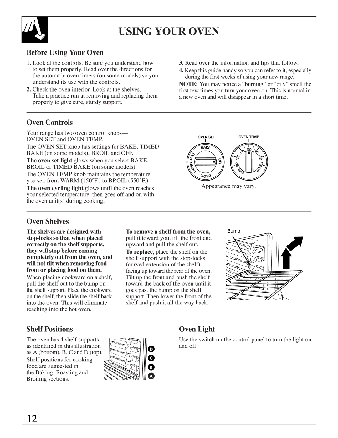 GE JMS10 warranty Using Your Oven 