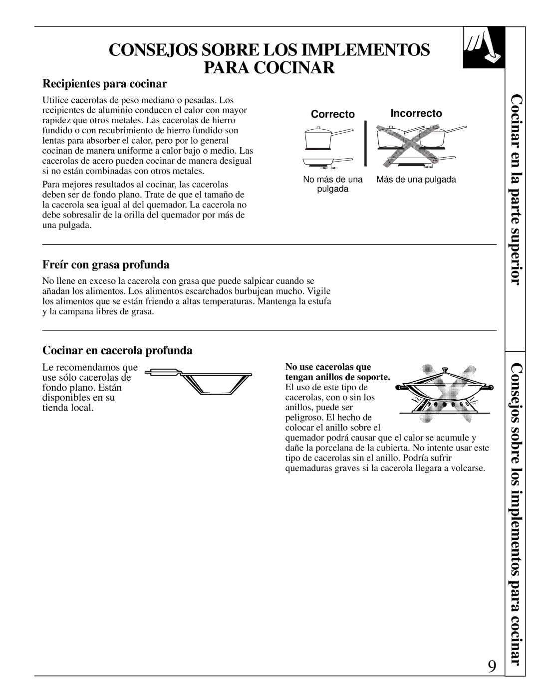 GE JMS10 warranty Consejos Sobre LOS Implementos Para Cocinar, Consejos sobre los implementos para cocinar 