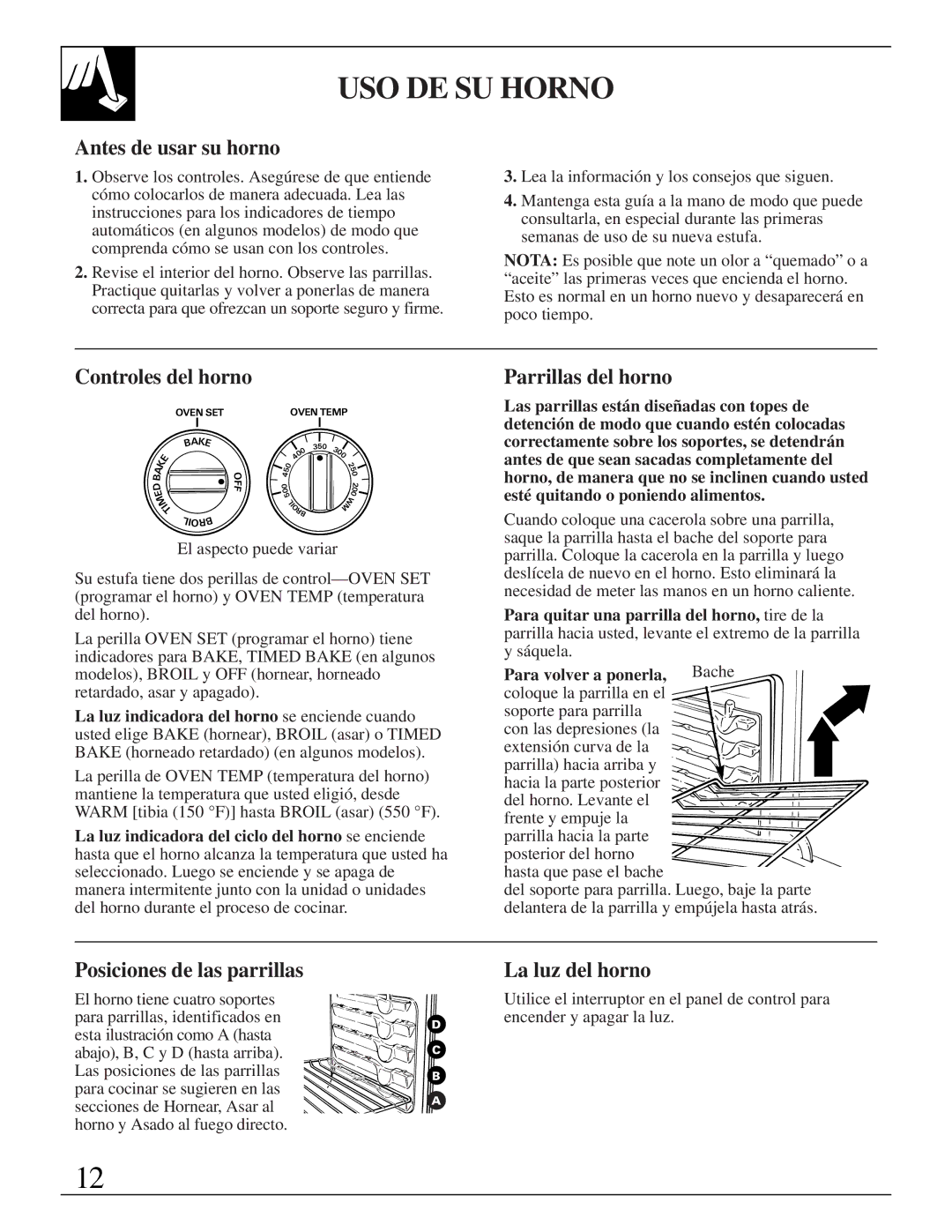 GE JMS10 warranty USO DE SU Horno 