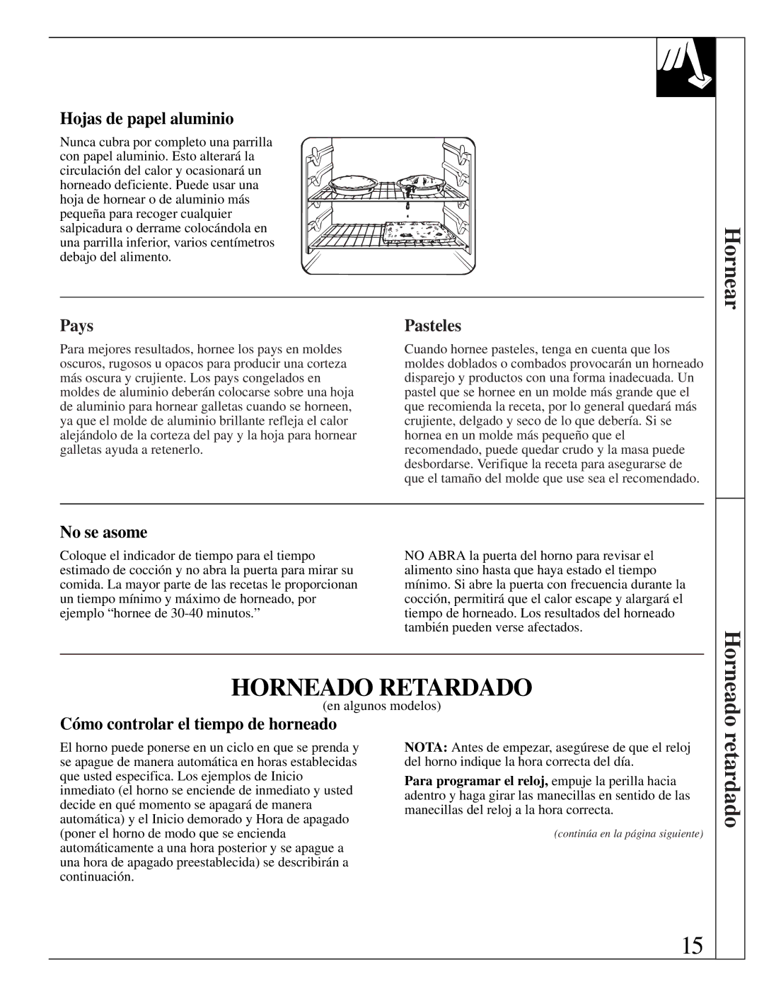 GE JMS10 warranty Horneado Retardado, Hornear, Horneado retardado 