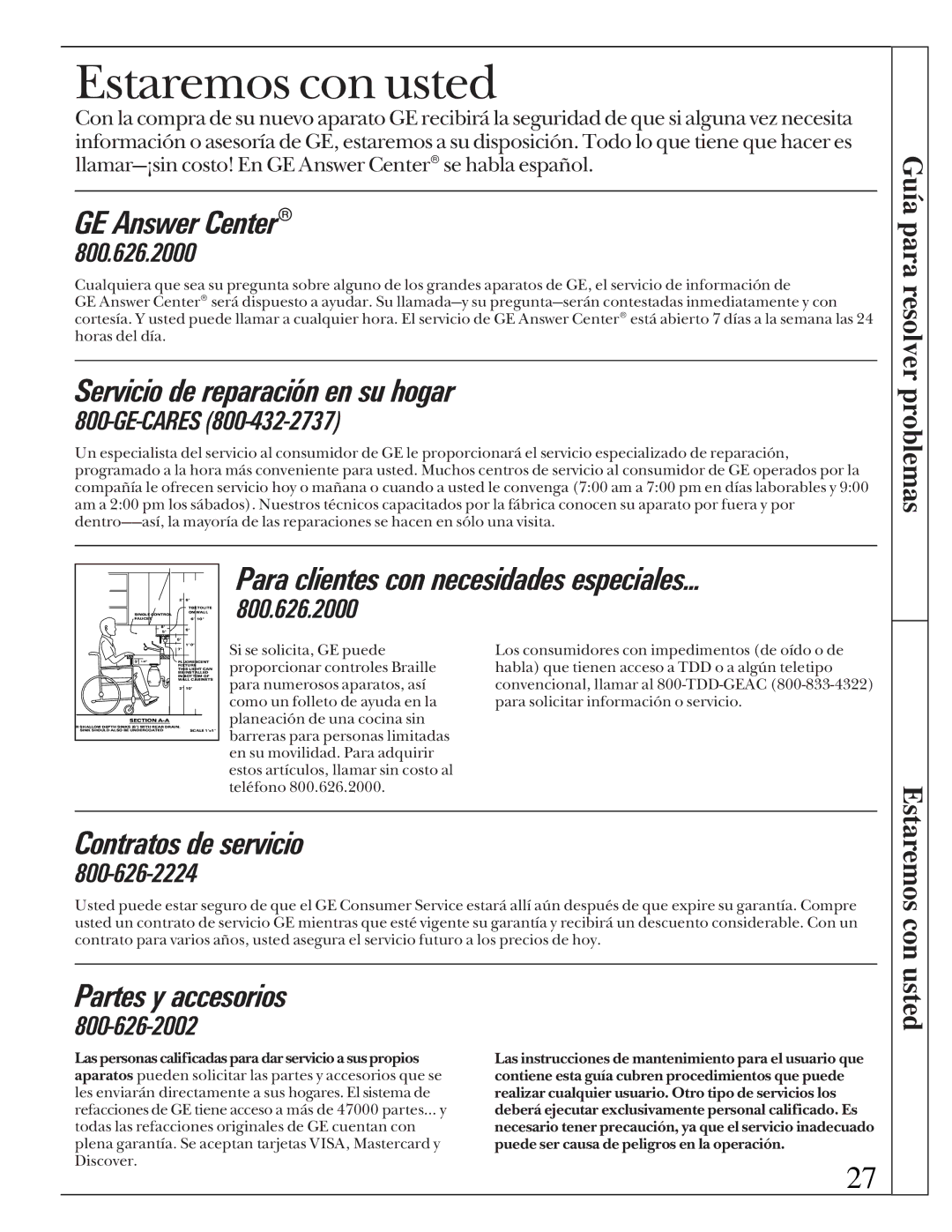 GE JMS10 warranty Guía para resolver problemas, Estaremos con usted 