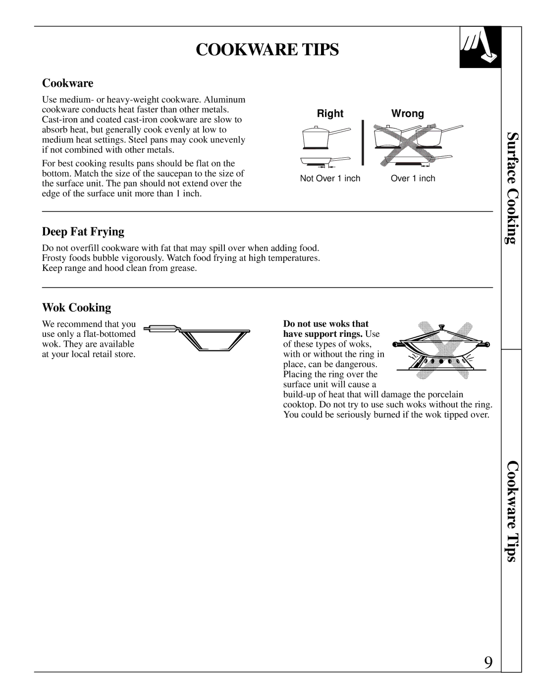 GE JMS10 warranty Cookware Tips, Deep Fat Frying, Wok Cooking 