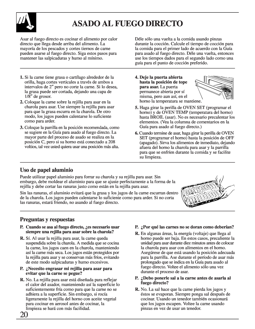 GE JMS10 warranty Asado Al Fuego Directo, Uso de papel aluminio, Preguntas y respuestas 