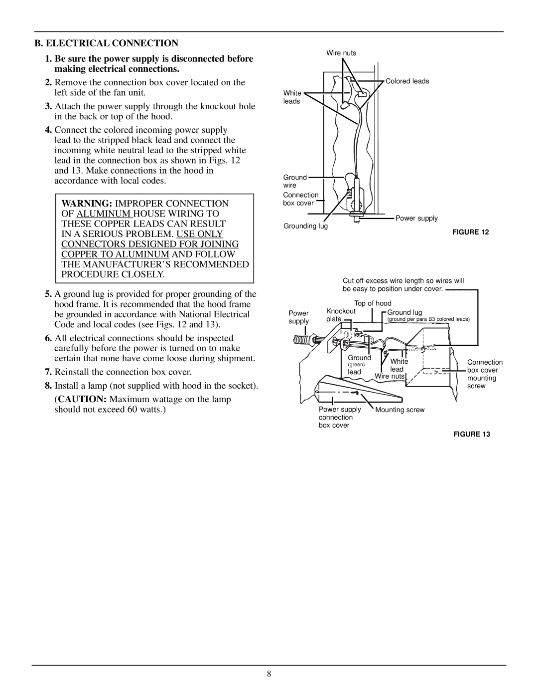 GE JN327, JV327, JV337, JV347 installation instructions Electrical Connection 