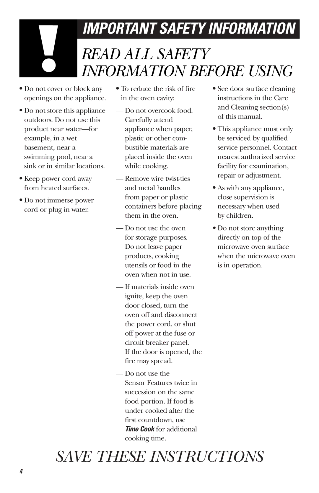 GE JVM1740, JNM1731, JVM1730 owner manual Important Safety Information 