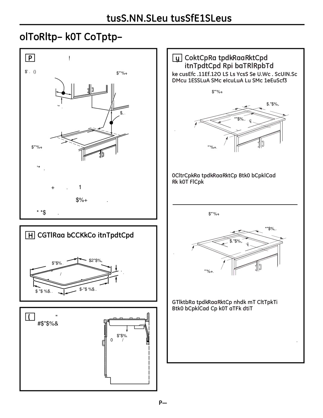 GE JP256 Preparing the Opening, Overall Cooktop Dimensions, Optional Installations Dimensions and Clearances 