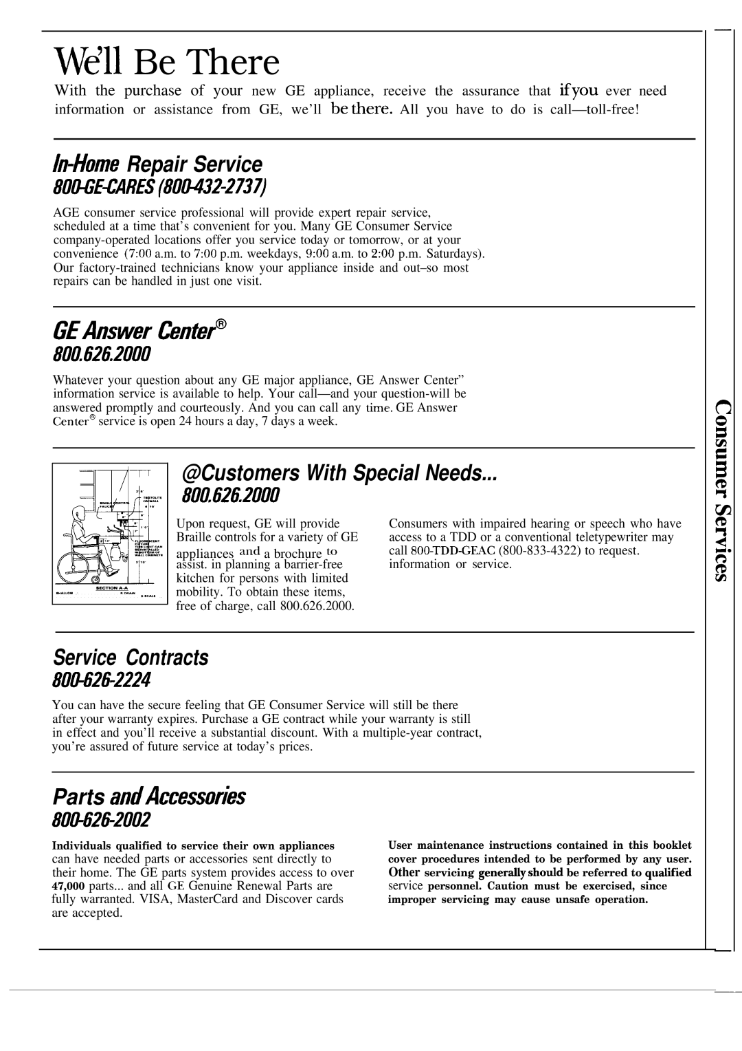 GE JP343P, JP346R, JP345R, JP345S, JP343S, JP346S warranty Wdll Be There 