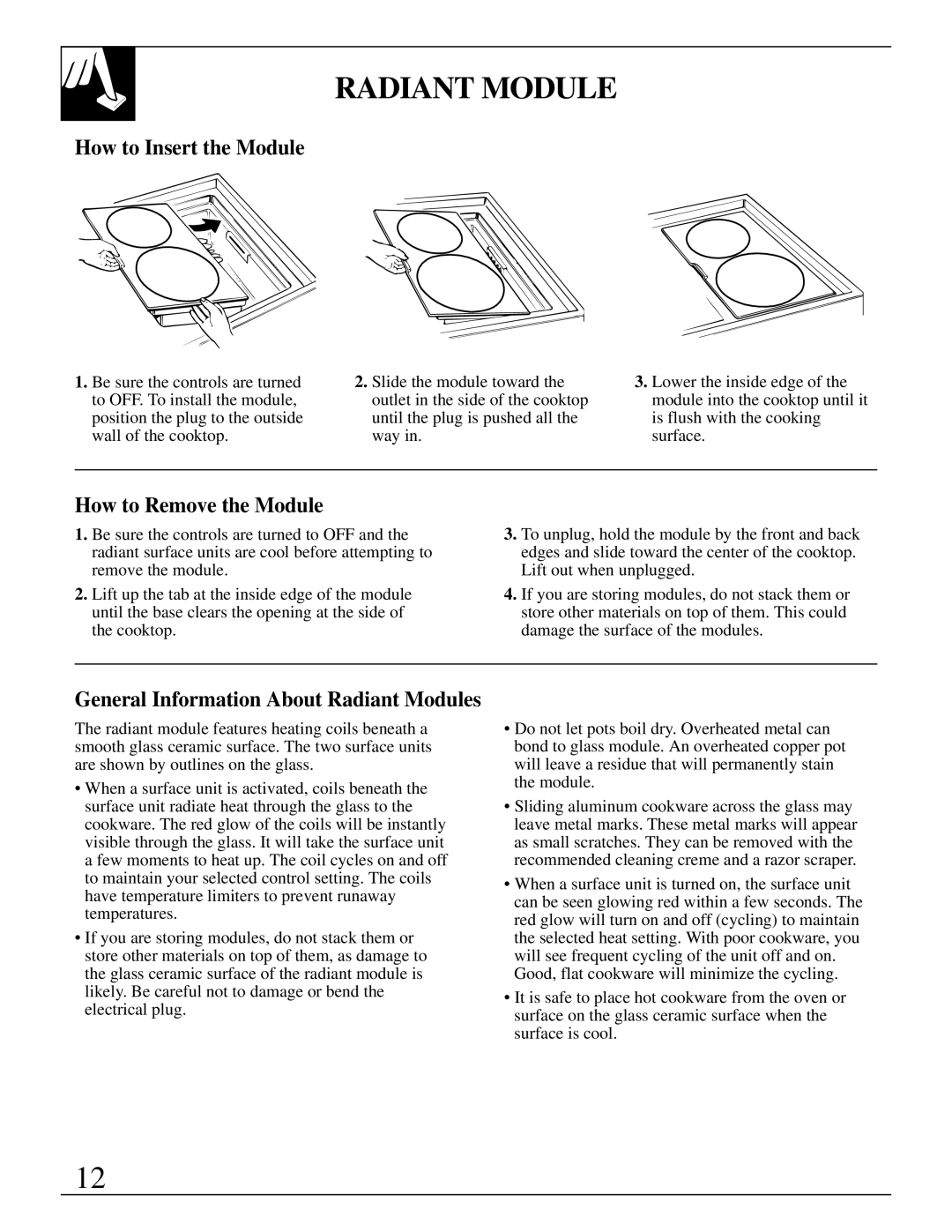 GE JP389, JP385, JP387 manual General Information About Radiant Modules 