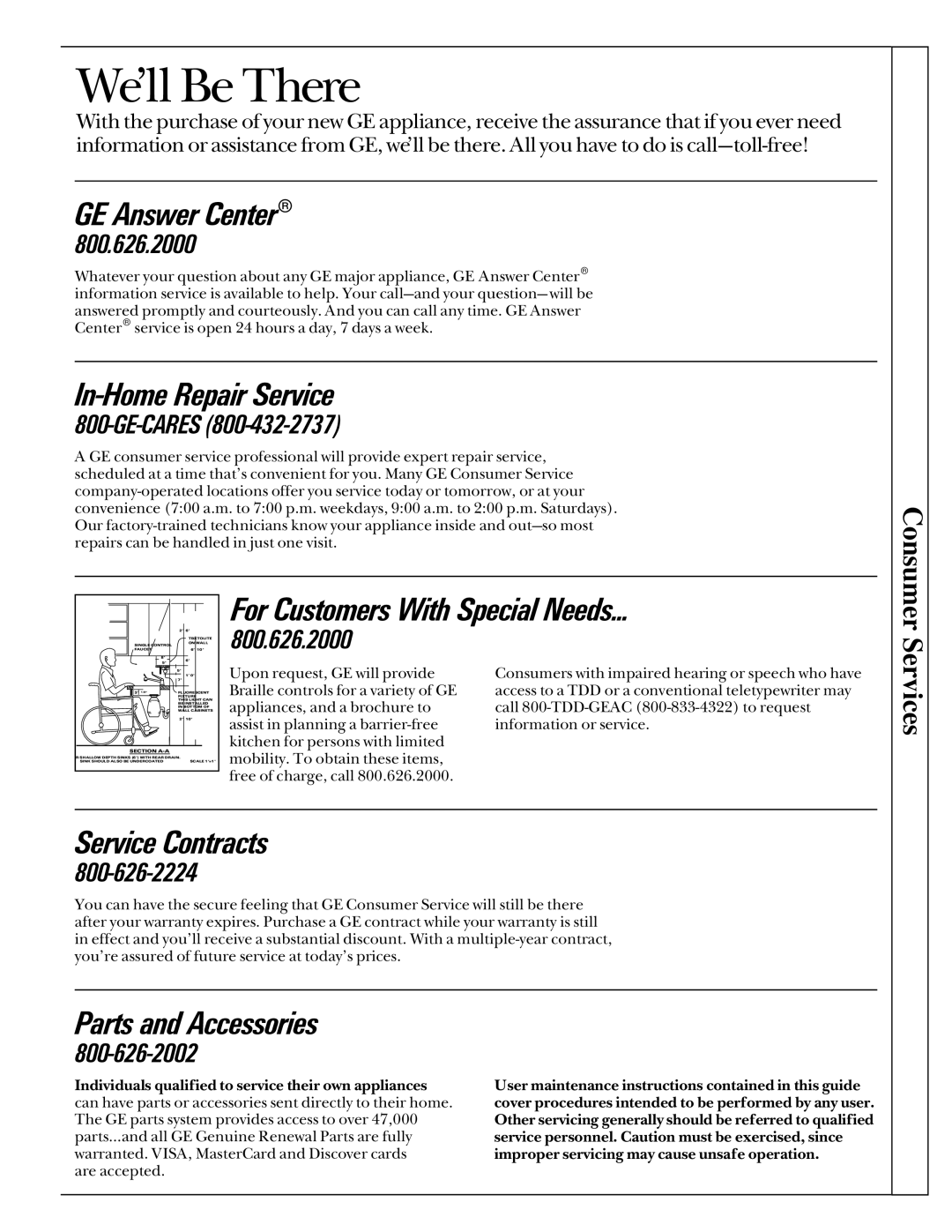 GE JP389, JP385, JP387 manual We’ll Be There 