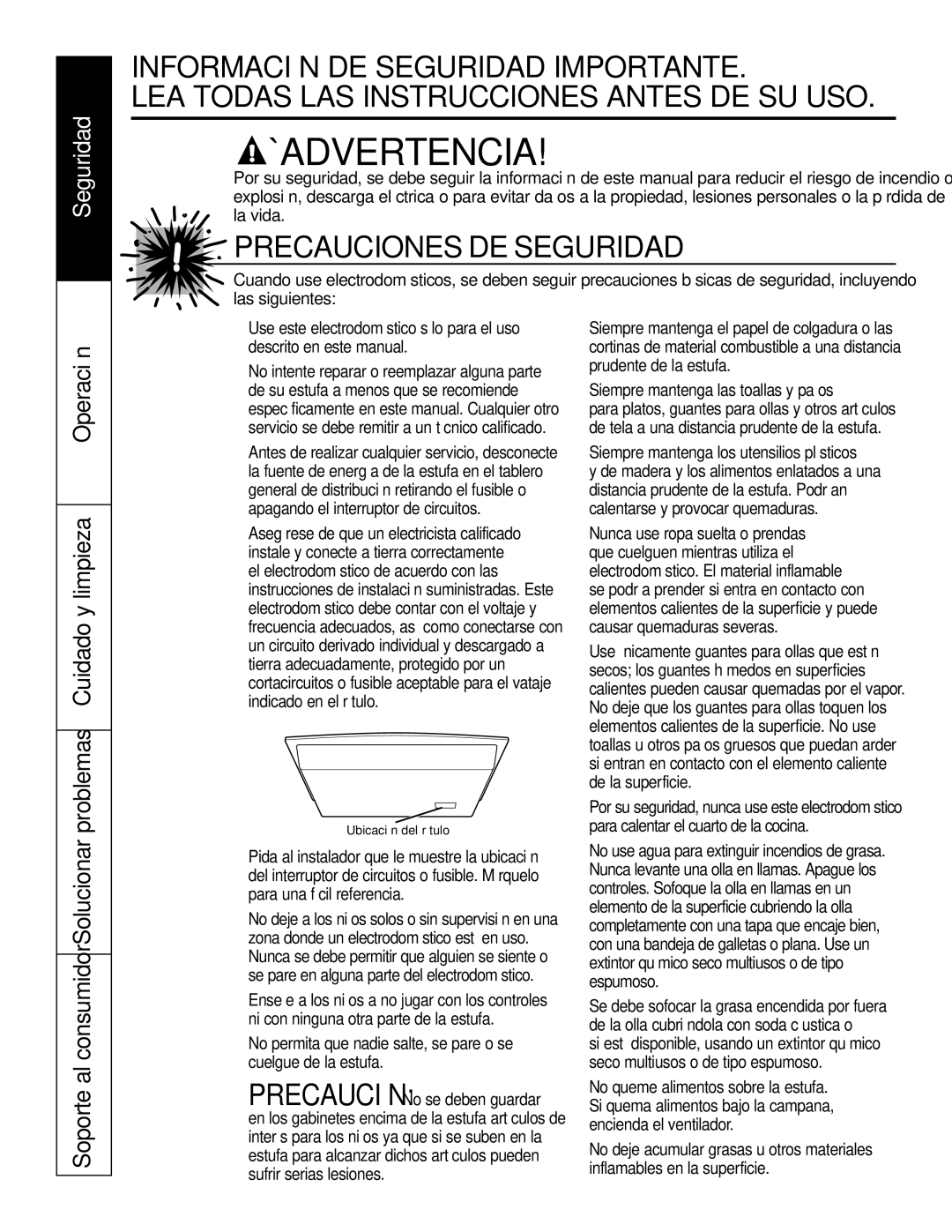 GE JP655 owner manual ¡Advertencia 