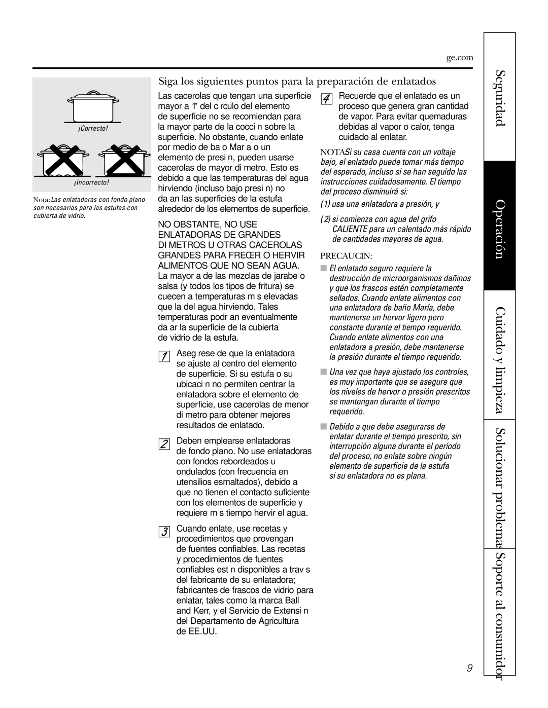 GE JP655 owner manual Siga los siguientes puntos para la preparación de enlatados, Usa una enlatadora a presión, y 