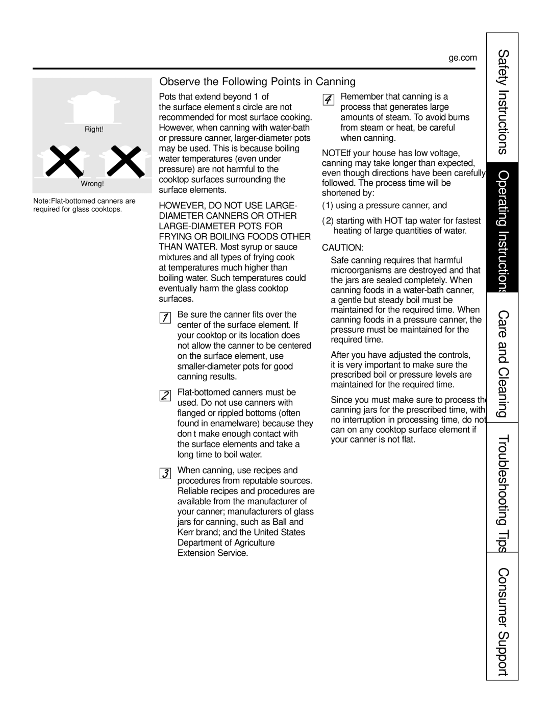 GE JP655 owner manual Observe the Following Points in Canning, Using a pressure canner 