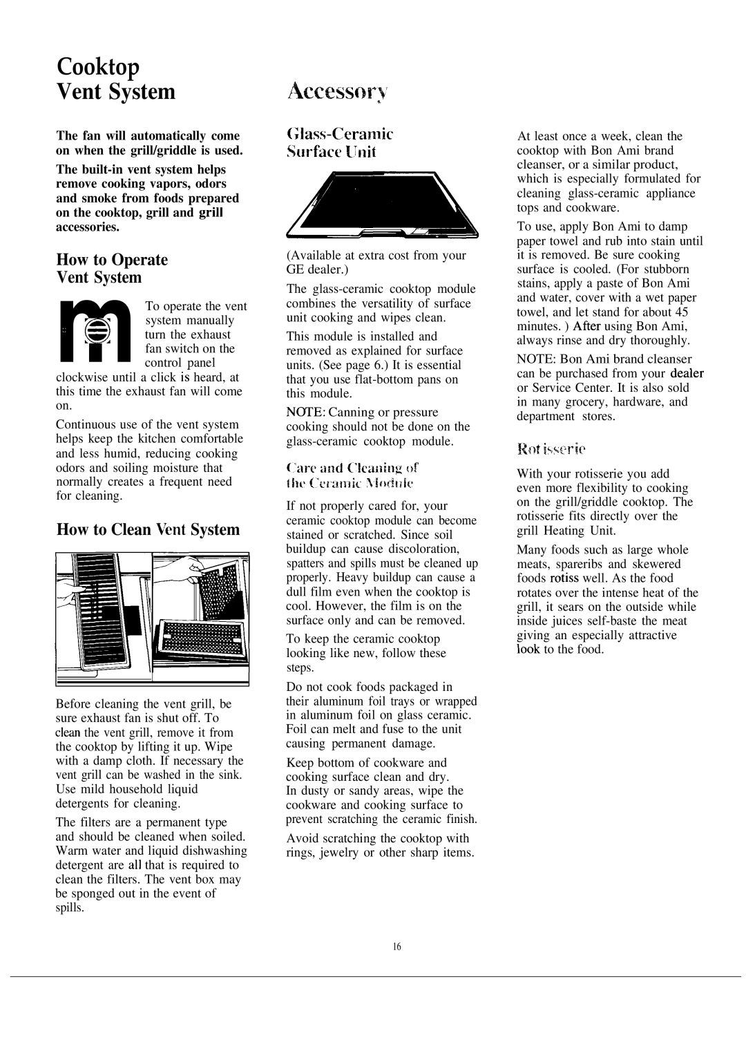 GE JP676J manual How to Operate Vent System, Llass-Ceramic, How to Clean Wnt System 