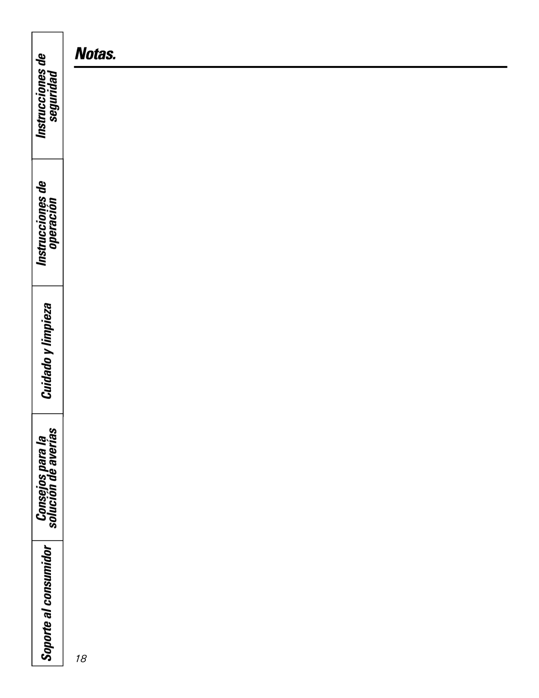 GE JP968 owner manual Soporte al consumidor, Consejos para la solución de averías, Notas, Cuidado y limpieza 