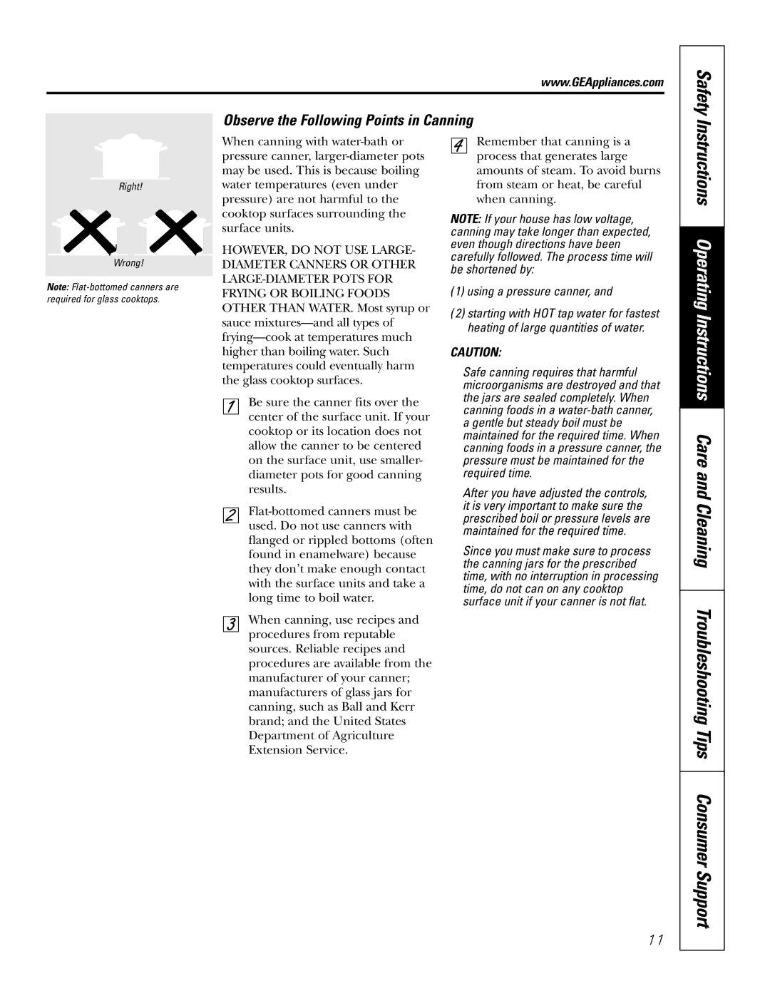 GE JP939, JP969 owner manual Observe the Following Points in Canning, Using a pressure canner 