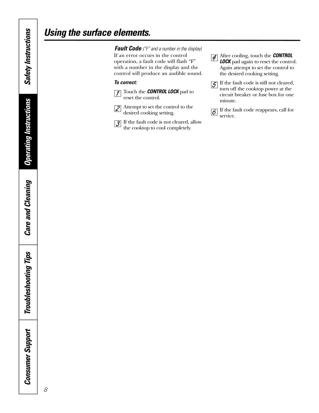 GE JP980, JP950 owner manual To correct 