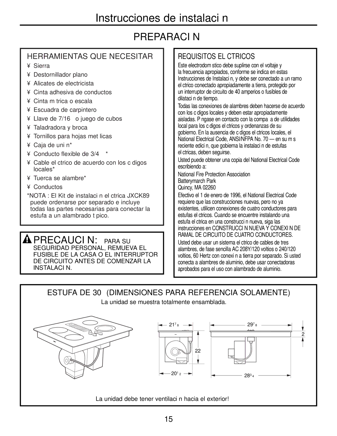 GE JP989SKSS owner manual Preparación, Precaución Para SU, Herramientas QUE Necesitará, Requisitos Eléctricos 