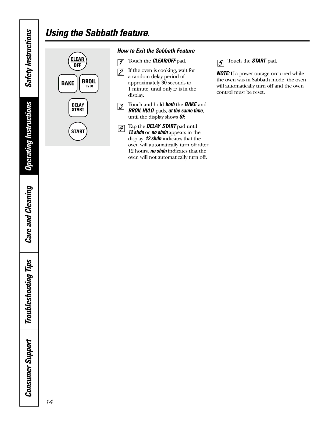 GE JRP 28 owner manual Using the Sabbath feature, How to Exit the Sabbath Feature 