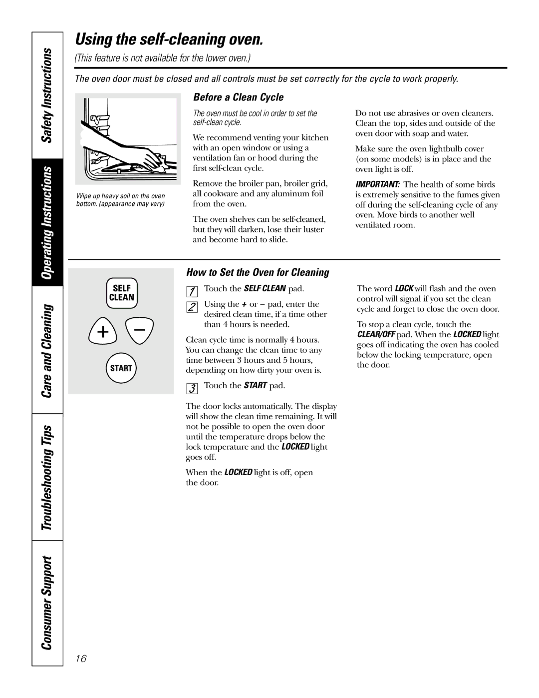 GE JRP 28 owner manual Using the self-cleaning oven, Operating Instructions Safety, Before a Clean Cycle 