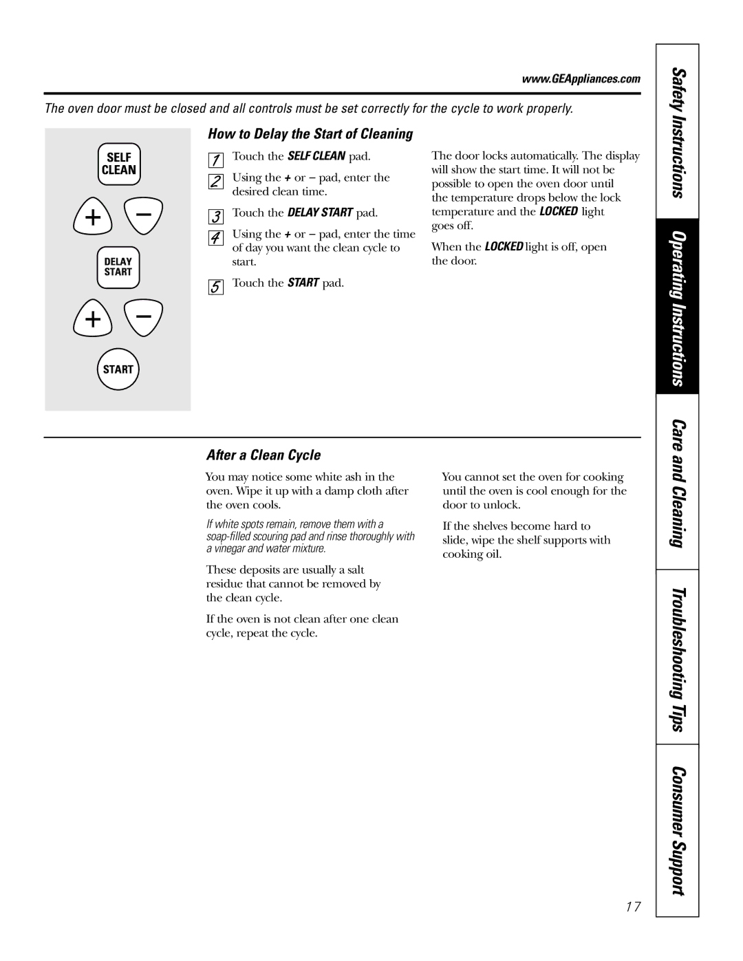 GE JRP 28 Instructions Operating Instructions Care, Cleaning Troubleshooting Tips Consumer Support, After a Clean Cycle 