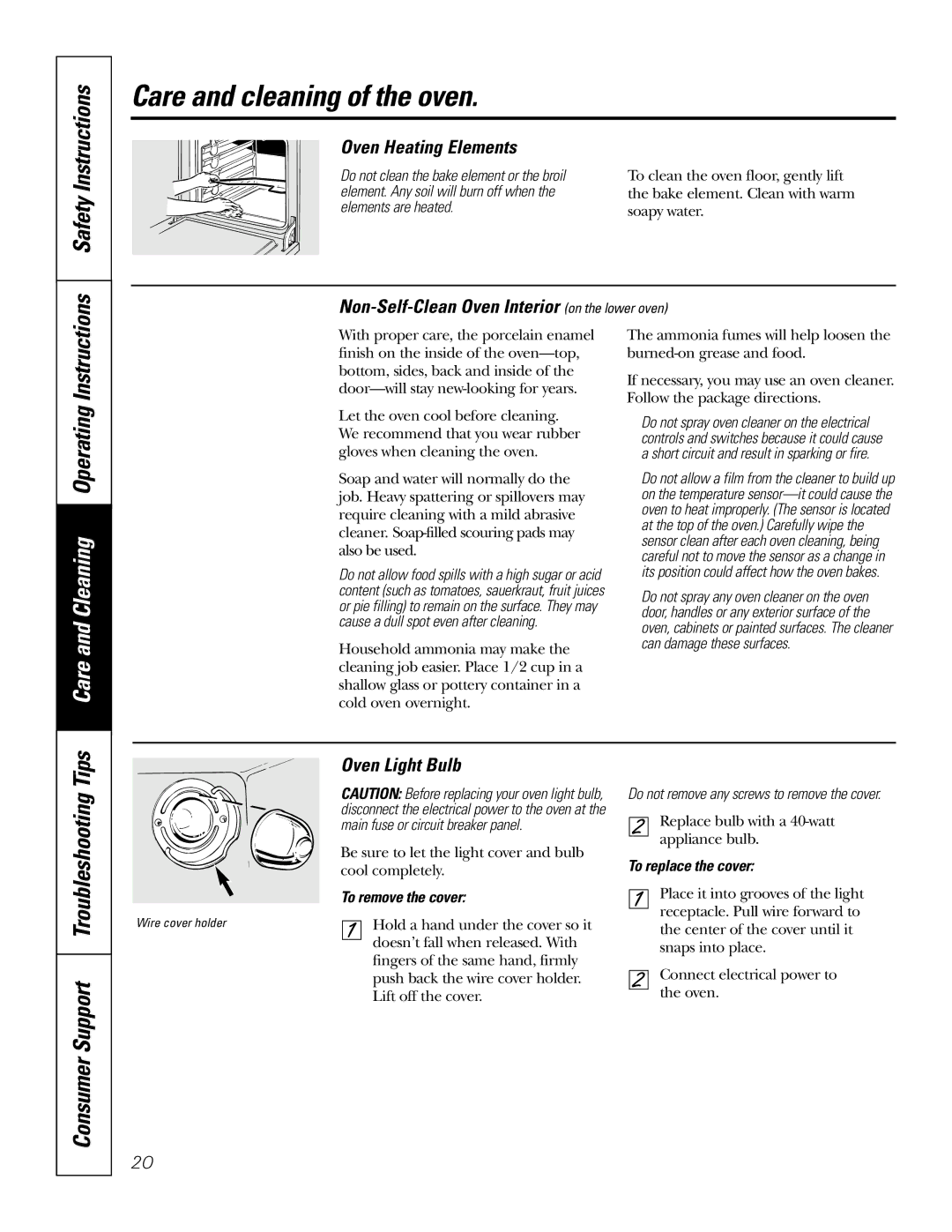 GE JRP 28 Consumer Support Troubleshooting Tips, Oven Heating Elements, Non-Self-Clean Oven Interior on the lower oven 