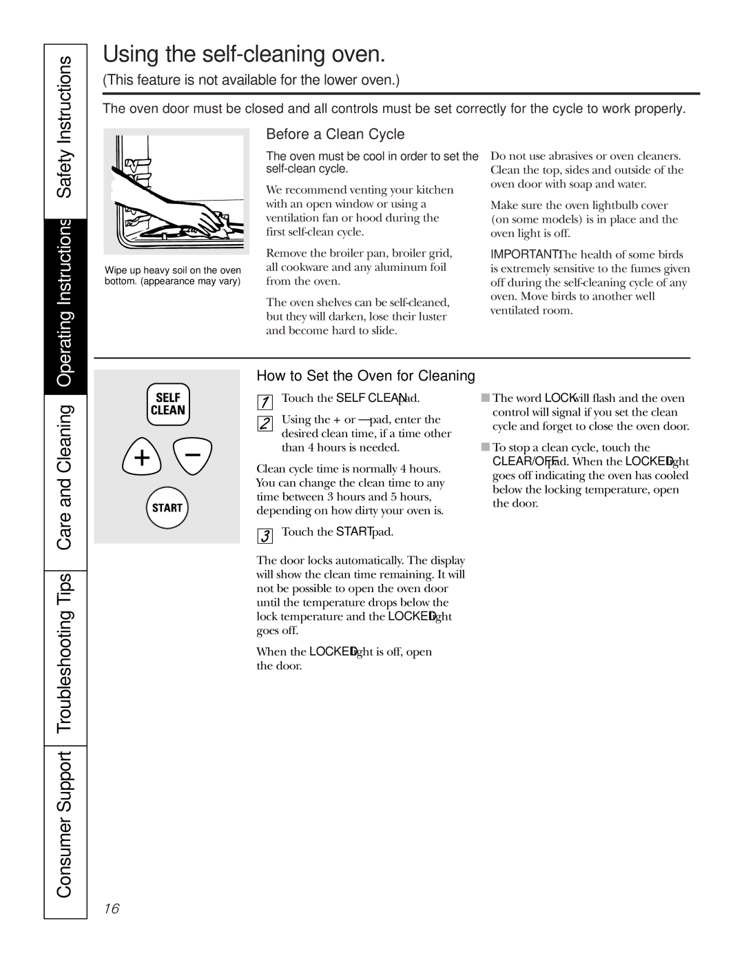 GE JRP28 owner manual Using the self-cleaning oven, Operating Instructions Safety, Before a Clean Cycle 