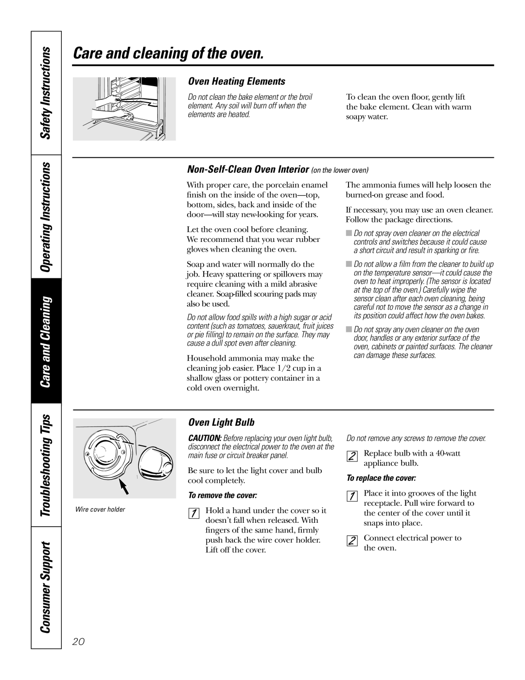 GE JRP28 Consumer Support Troubleshooting Tips, Oven Heating Elements, Non-Self-Clean Oven Interior on the lower oven 