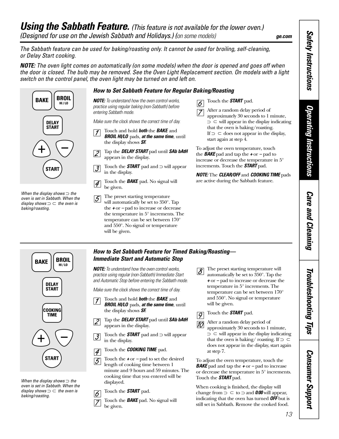 GE JRP28 owner manual Safety Instructions, Designed for use on the Jewish Sabbath and Holidays. on some models 