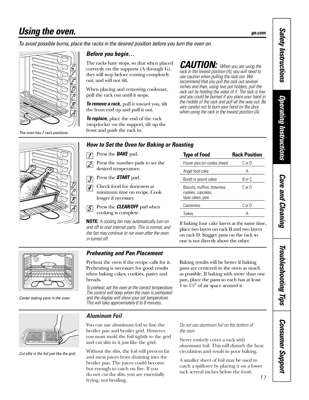 GE JD900, JS900 owner manual Using the oven, Safety, Instructions Operating 