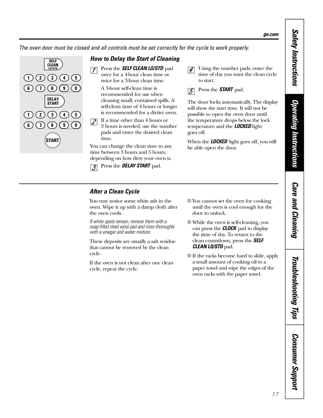 GE JD900, JS900 owner manual After a Clean Cycle, How to Delay the Start of Cleaning 