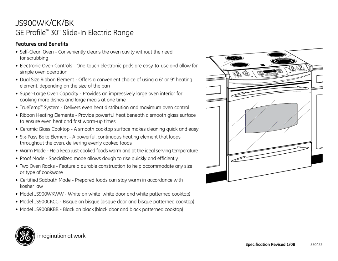 GE JS900BKBB dimensions Features and Benefits 