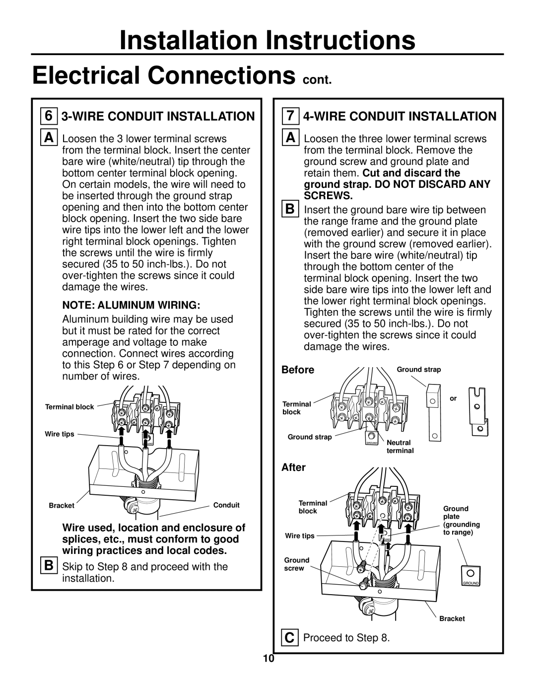 GE JS905 installation instructions Wire Conduit Installation 